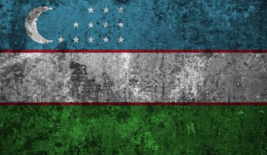 El sallayan grunge desenli Özbekistan bayrağı. Vektör arkaplanı.