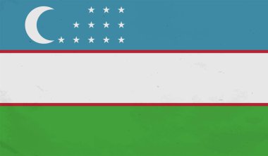 El sallayan grunge desenli Özbekistan bayrağı. Vektör arkaplanı.