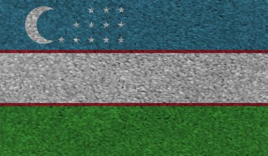 El sallayan grunge desenli Özbekistan bayrağı. Vektör arkaplanı.