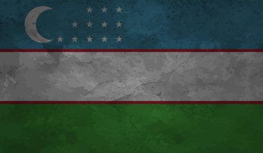 El sallayan grunge desenli Özbekistan bayrağı. Vektör arkaplanı.