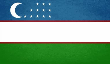 El sallayan grunge desenli Özbekistan bayrağı. Vektör arkaplanı.