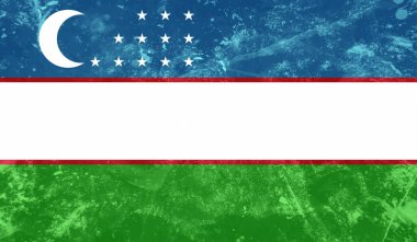 El sallayan grunge desenli Özbekistan bayrağı. Vektör arkaplanı.