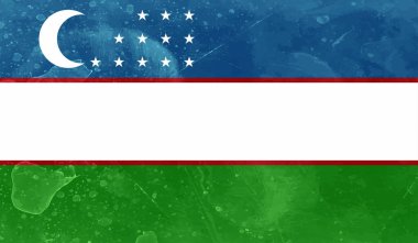 El sallayan grunge desenli Özbekistan bayrağı. Vektör arkaplanı.