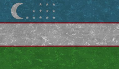 El sallayan grunge desenli Özbekistan bayrağı. Vektör arkaplanı.