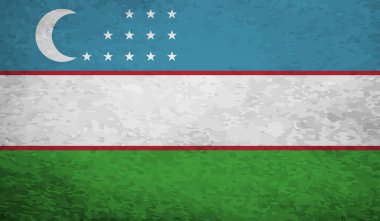 El sallayan grunge desenli Özbekistan bayrağı. Vektör arkaplanı.