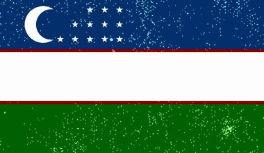 El sallayan grunge desenli Özbekistan bayrağı. Vektör arkaplanı.