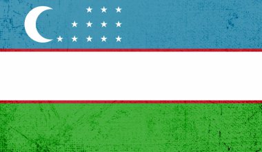El sallayan grunge desenli Özbekistan bayrağı. Vektör arkaplanı.