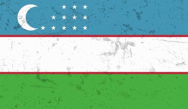 El sallayan grunge desenli Özbekistan bayrağı. Vektör arkaplanı.