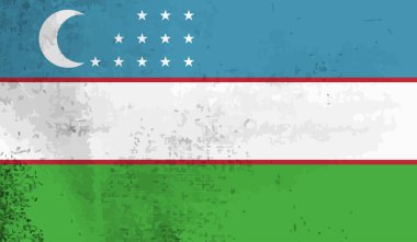 El sallayan grunge desenli Özbekistan bayrağı. Vektör arkaplanı.