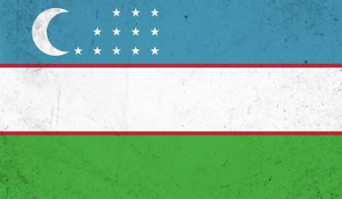 El sallayan grunge desenli Özbekistan bayrağı. Vektör arkaplanı.