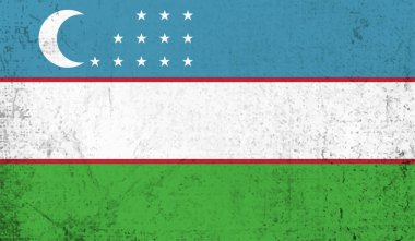 El sallayan grunge desenli Özbekistan bayrağı. Vektör arkaplanı.