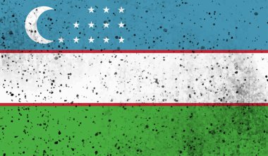 El sallayan grunge desenli Özbekistan bayrağı. Vektör arkaplanı.