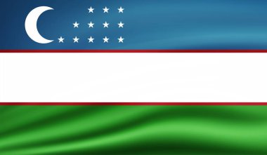 El sallayan grunge desenli Özbekistan bayrağı. Vektör arkaplanı.