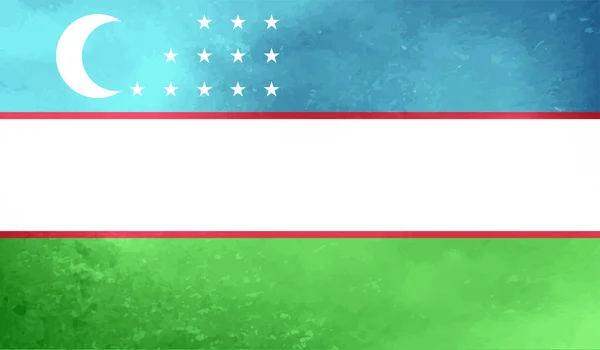 Bandera Uzbekistán Con Textura Grunge Ondeante Fondo Vectorial — Vector de stock