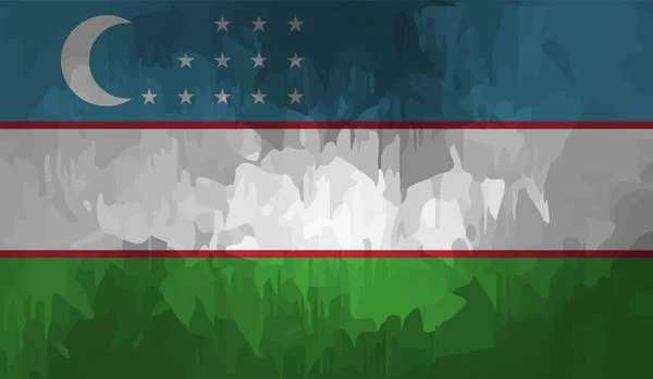 ウズベキスタンの旗はグランジの質感を振って ベクトル背景 — ストックベクタ