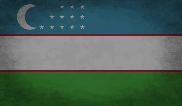 ウズベキスタンの旗はグランジの質感を振って ベクトル背景 — ストックベクタ