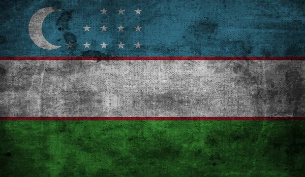 El sallayan grunge desenli Özbekistan bayrağı. Vektör arkaplanı.