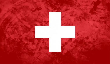 Grunge İsviçre Vintage Bayrağı. Vektör EPS İllüstrasyonu.