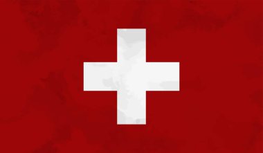 Grunge İsviçre Vintage Bayrağı. Vektör EPS İllüstrasyonu.