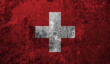 Grunge İsviçre Vintage Bayrağı. Vektör EPS İllüstrasyonu.