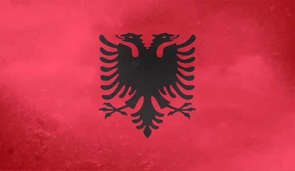 Flaga Albanii Falującą Fakturą Grunge Tło Wektorowe — Wektor stockowy