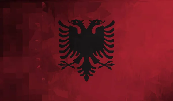 Flaga Albanii Falującą Fakturą Grunge Tło Wektorowe — Wektor stockowy