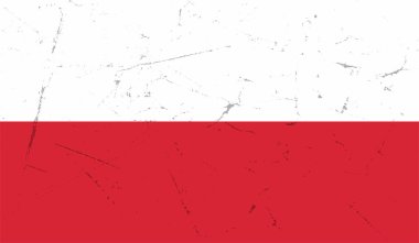 Polonya grunge bayrağı. Arkaplanda vektör izole edildi