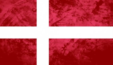 Sallanan grunge desenli Danimarka bayrağı. Vektör arkaplanı.