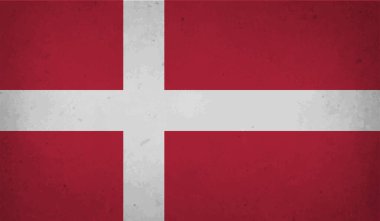 Sallanan grunge desenli Danimarka bayrağı. Vektör arkaplanı.