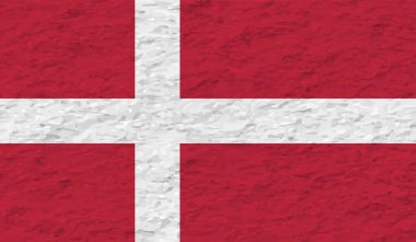 Sallanan grunge desenli Danimarka bayrağı. Vektör arkaplanı.