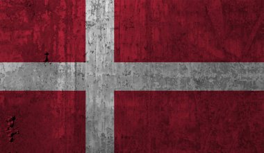 Sallanan grunge desenli Danimarka bayrağı. Vektör arkaplanı.