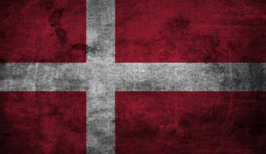 Sallanan grunge desenli Danimarka bayrağı. Vektör arkaplanı.
