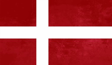 Sallanan grunge desenli Danimarka bayrağı. Vektör arkaplanı.