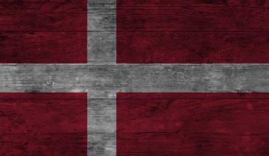 Sallanan grunge desenli Danimarka bayrağı. Vektör arkaplanı.