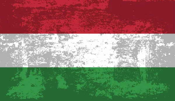 Macaristan Bayrağı. Grunge fırça darbesi ile Macaristan bayrağı gri renkte izole edildi. Stil suluboya çizimi ve grunge dokusu. Vektör illüstrasyonu.