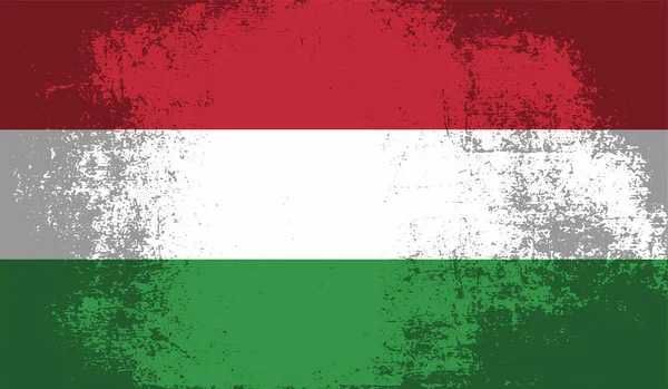 Macaristan Bayrağı. Grunge fırça darbesi ile Macaristan bayrağı gri renkte izole edildi. Stil suluboya çizimi ve grunge dokusu. Vektör illüstrasyonu.