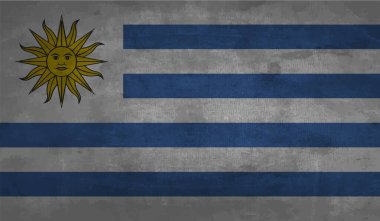 Uruguay bayrağı ve sallanan grunge deseni. Vektör arkaplanı.