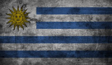 Uruguay bayrağı ve sallanan grunge deseni. Vektör arkaplanı.