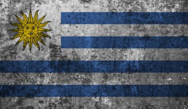 Uruguay bayrağı ve sallanan grunge deseni. Vektör arkaplanı.