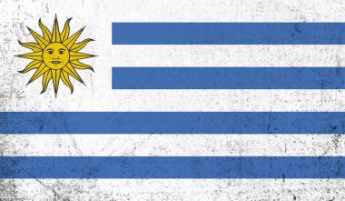 Uruguay bayrağı ve sallanan grunge deseni. Vektör arkaplanı.