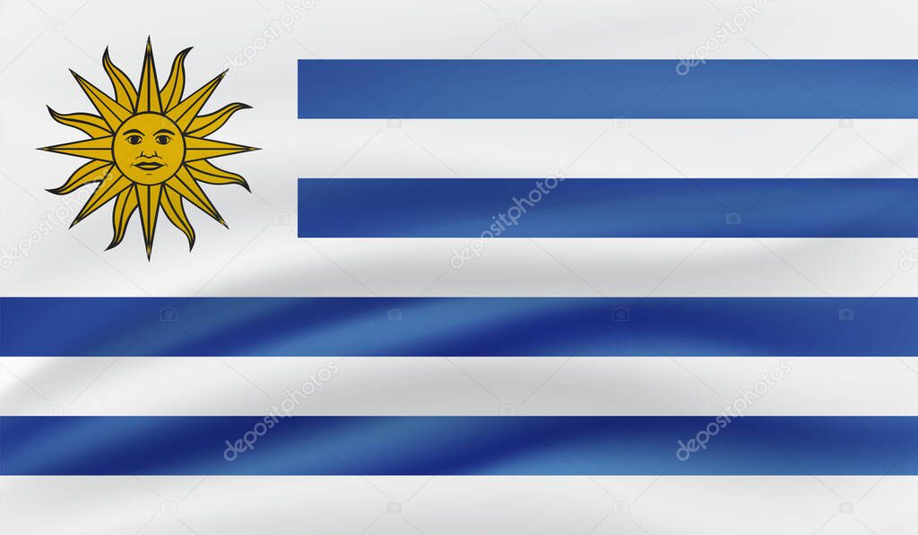 Uruguay flag with waving grunge texture. Vector background.