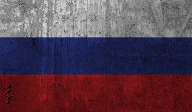 Rusya bayrağı. Kare grunge arkaplan. Rus ulusal sembolü. Şablon tasarımı, vektör çizimi. Pankart.