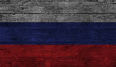 Rusya bayrağı. Kare grunge arkaplan. Rus ulusal sembolü. Şablon tasarımı, vektör çizimi. Pankart.