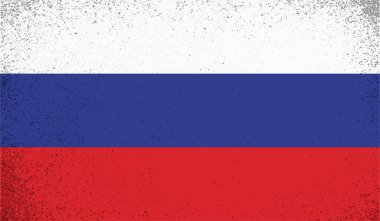 Rusya bayrağı. Kare grunge arkaplan. Rus ulusal sembolü. Şablon tasarımı, vektör çizimi. Pankart.