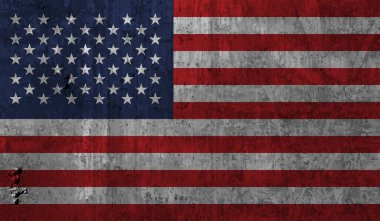 Amerikan bayrağı. Grunge eski bayrağı ABD izole edilmiş beyaz arka plan. Sıkıntılı retro doku. Eski, iğrenç, kirli bir tasarım. Sembol Amerika ulusal özgürlük, vatansever 4 Temmuz Vektör illüstrasyonu