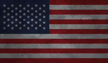 Amerikan bayrağı. Grunge eski bayrağı ABD izole edilmiş beyaz arka plan. Sıkıntılı retro doku. Eski, iğrenç, kirli bir tasarım. Sembol Amerika ulusal özgürlük, vatansever 4 Temmuz Vektör illüstrasyonu