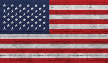 Amerikan bayrağı. Grunge eski bayrağı ABD izole edilmiş beyaz arka plan. Sıkıntılı retro doku. Eski, iğrenç, kirli bir tasarım. Sembol Amerika ulusal özgürlük, vatansever 4 Temmuz Vektör illüstrasyonu