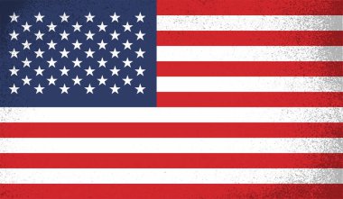 Amerikan bayrağı. Grunge eski bayrağı ABD izole edilmiş beyaz arka plan. Sıkıntılı retro doku. Eski, iğrenç, kirli bir tasarım. Sembol Amerika ulusal özgürlük, vatansever 4 Temmuz Vektör illüstrasyonu