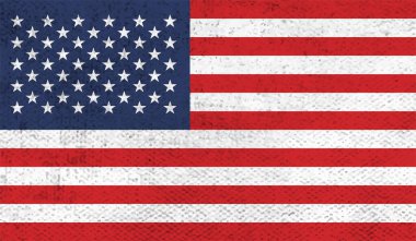 Amerikan bayrağı. Grunge eski bayrağı ABD izole edilmiş beyaz arka plan. Sıkıntılı retro doku. Eski, iğrenç, kirli bir tasarım. Sembol Amerika ulusal özgürlük, vatansever 4 Temmuz Vektör illüstrasyonu