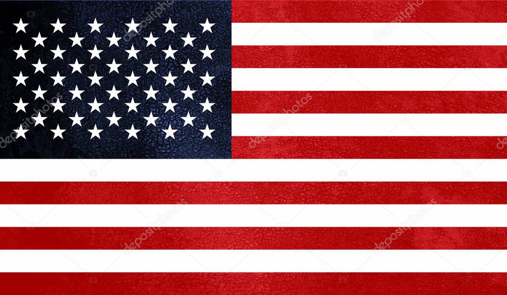 American flag. Grunge old flag USA isolated white background. Distressed retro texture. Vintage grungy dirty design. Symbol America united national freedom, patriotic 4th july Vector illustration